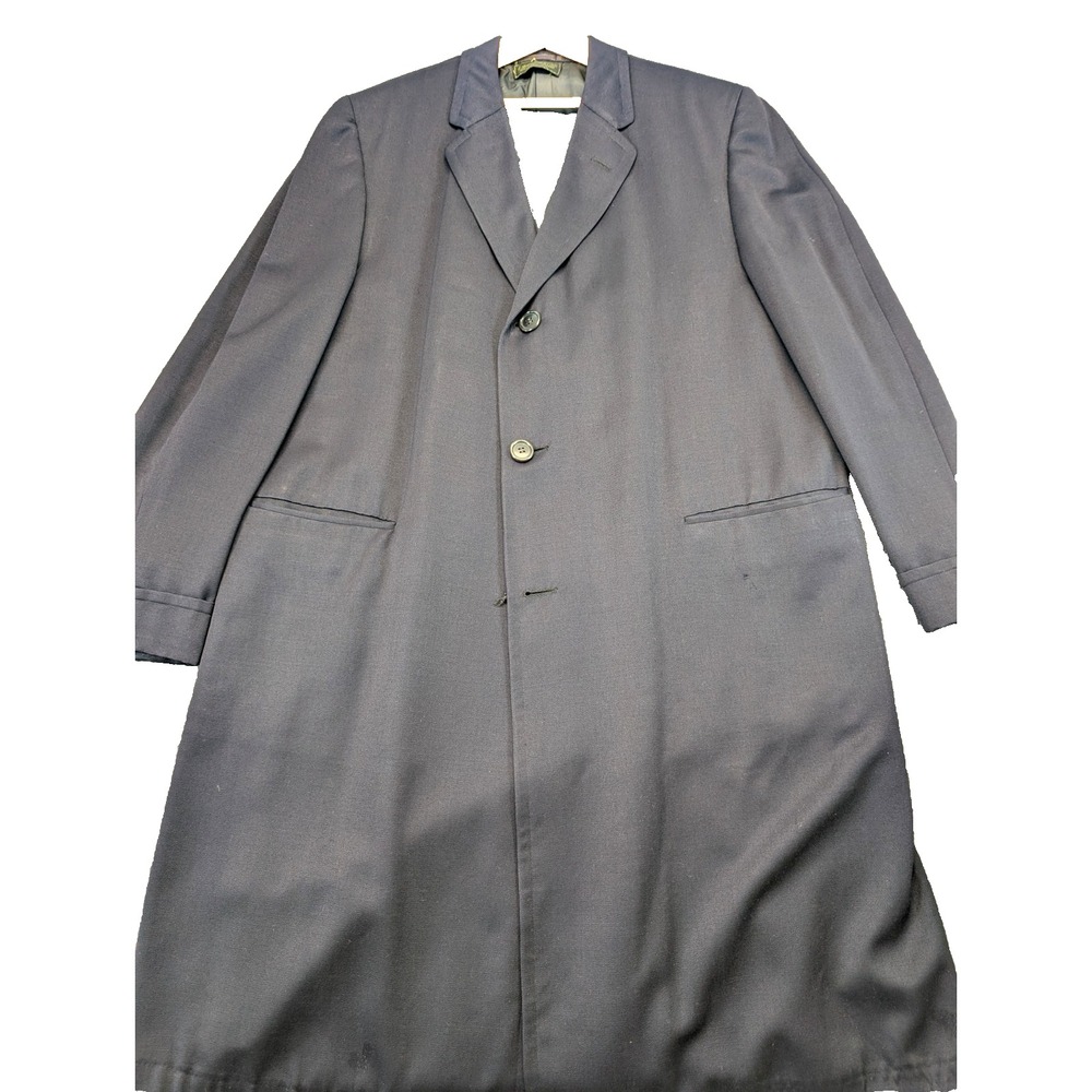 Abercrombie And Fitch Trench coat Dark Blue Men's XL Missing Button